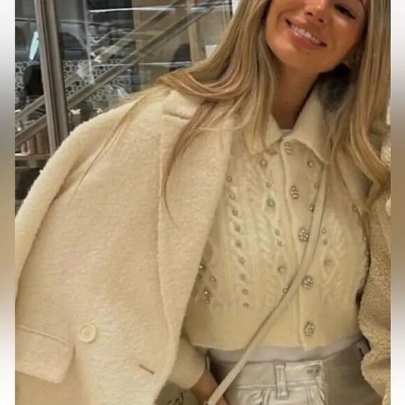 ZARA RHINESTONE KNIT CARDIGAN - Picture 3 of 12